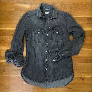 Grey button down denim shirt